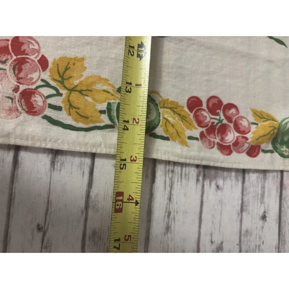 Vintage 1950s Cotton Kitchen Towels PAIR Floral Grapes Green Red Yellow